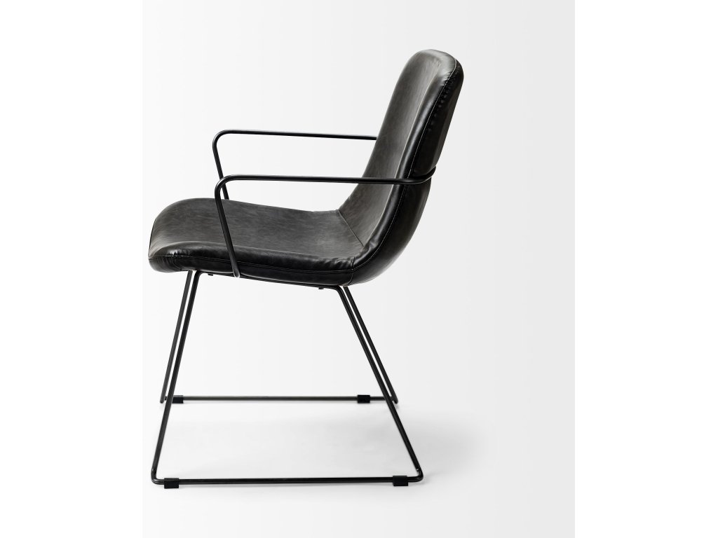 II Black Faux-Leather Seat Black Iron Frame Dining Chair - image 2