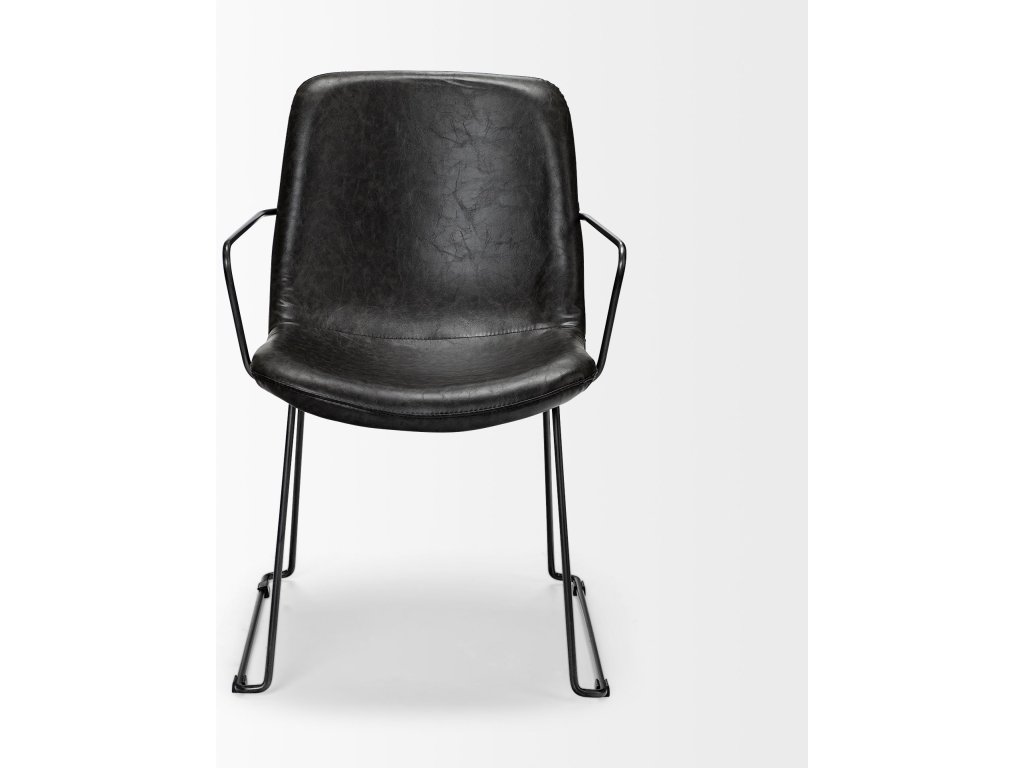 II Black Faux-Leather Seat Black Iron Frame Dining Chair - image 1