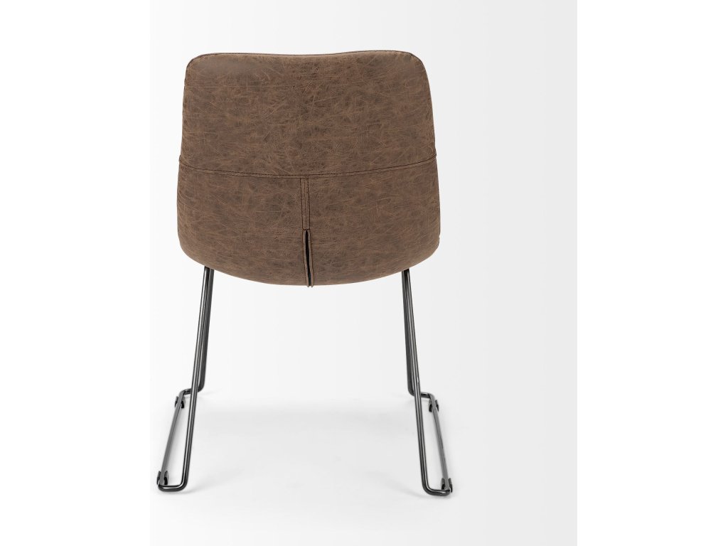 I Brown Faux-Leather Seat Blackiron Frame Dining Chair - image 3