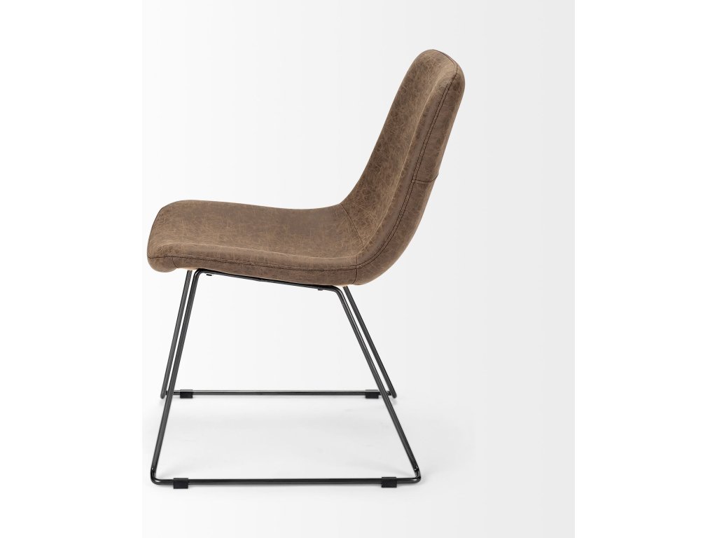 I Brown Faux-Leather Seat Blackiron Frame Dining Chair - image 2