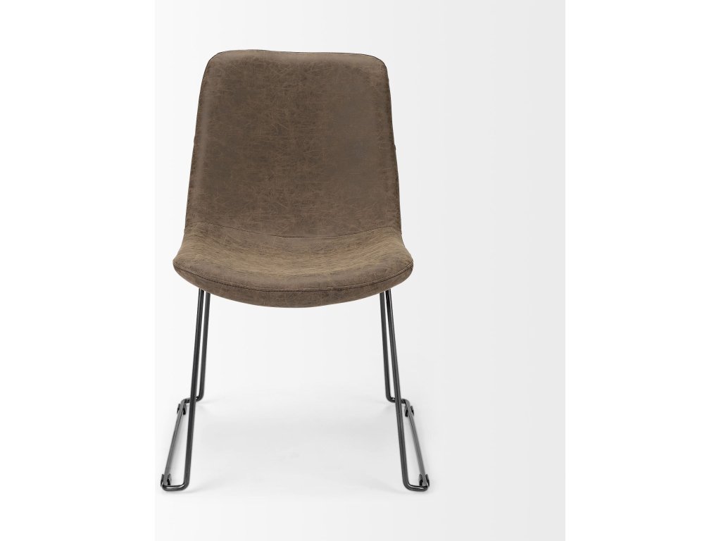 I Brown Faux-Leather Seat Blackiron Frame Dining Chair - image 1