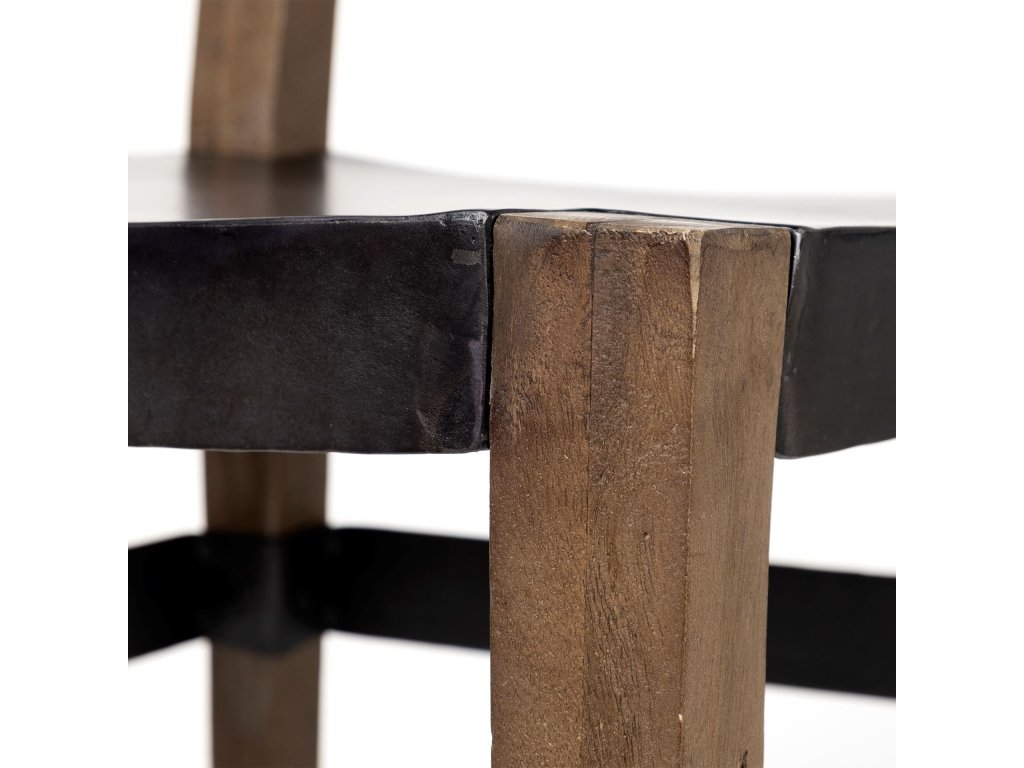 I Black Iron Seat Solid Brown Wooden Base Dining Chair - image 6