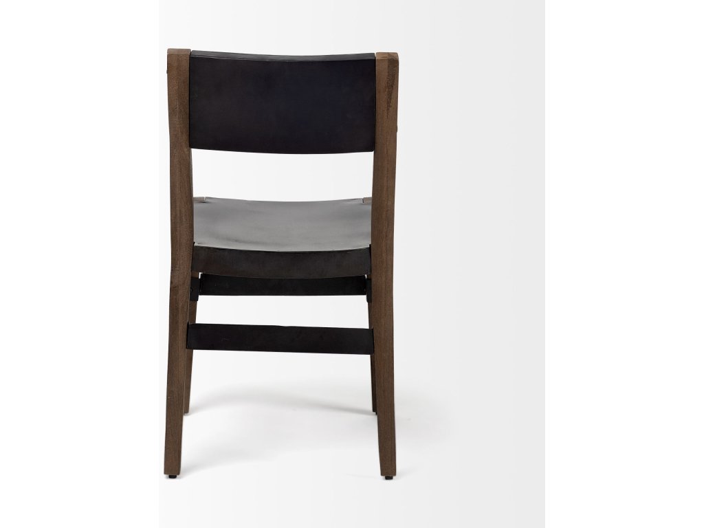 I Black Iron Seat Solid Brown Wooden Base Dining Chair - image 4