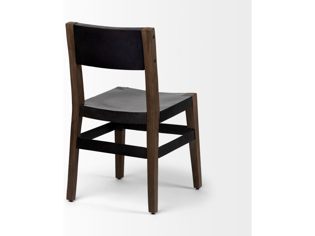 I Black Iron Seat Solid Brown Wooden Base Dining Chair - image 5