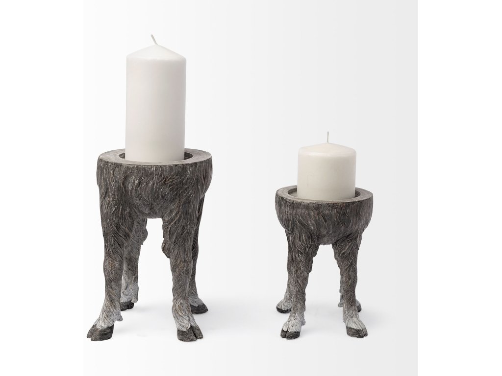 Small Gray Ceramic Hoofed Table Candle Holder - image 1
