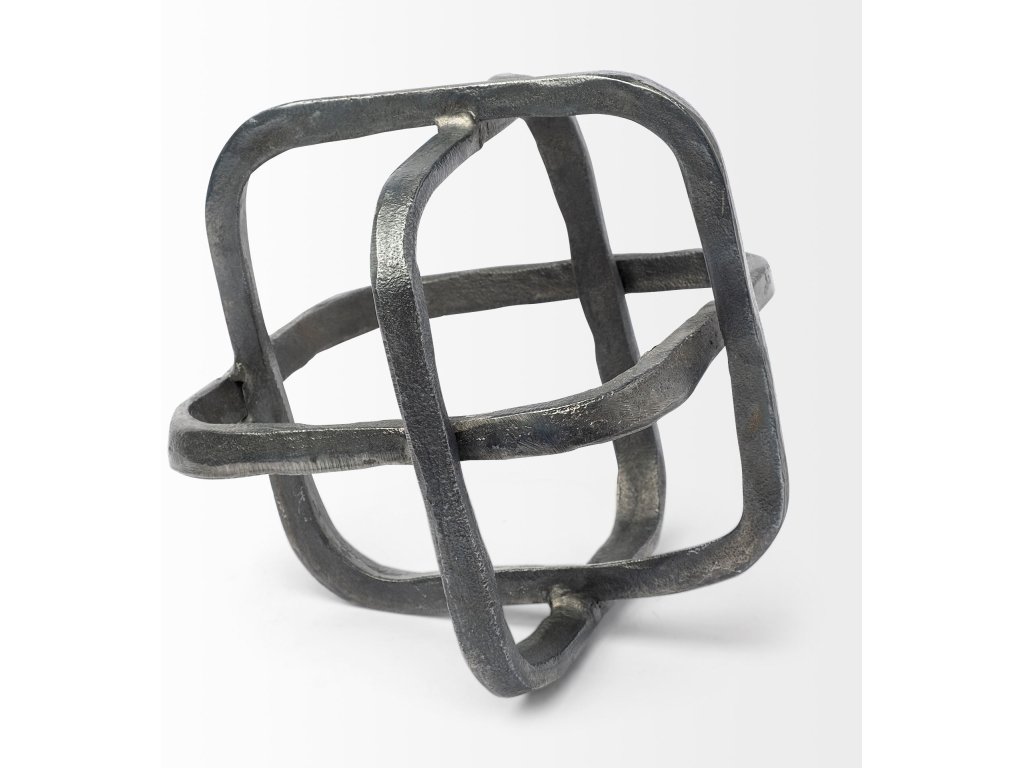 II 9L x 9W Silver Metal Open Cube Decor Object - image 2