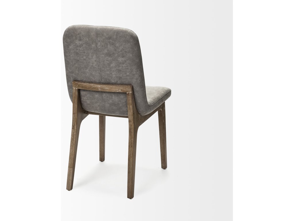 Grey Fabric Wrap Medium Brown Wood Base Dining Chair - image 6