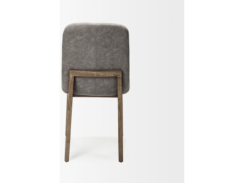 Grey Fabric Wrap Medium Brown Wood Base Dining Chair - image 5