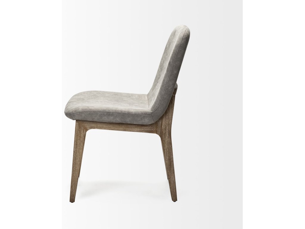 Grey Fabric Wrap Medium Brown Wood Base Dining Chair - image 4