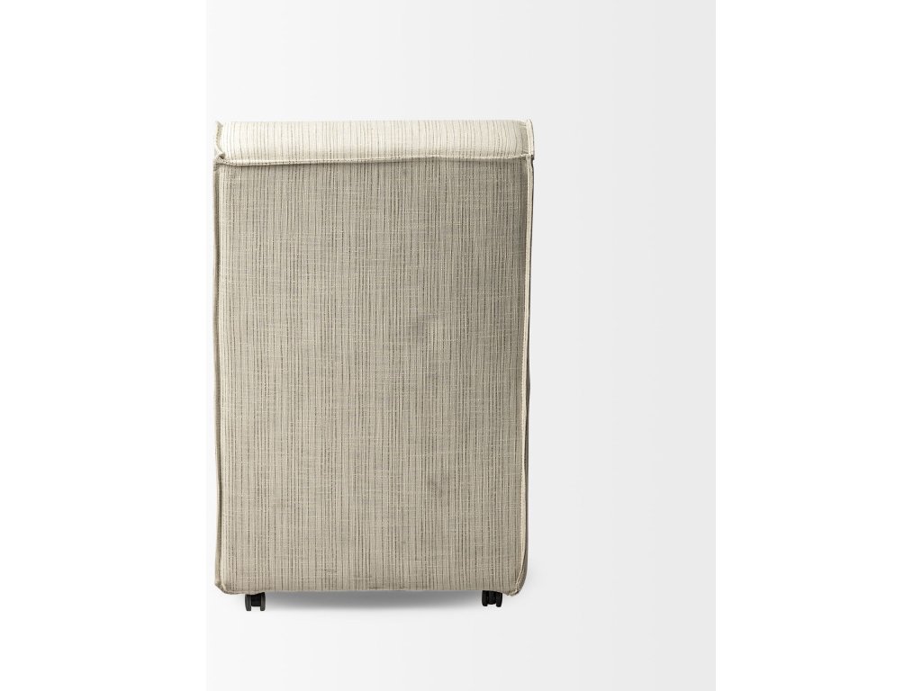 Fully Upholstered Cream-Toned Fabric Dining Chair On Casters - image 3