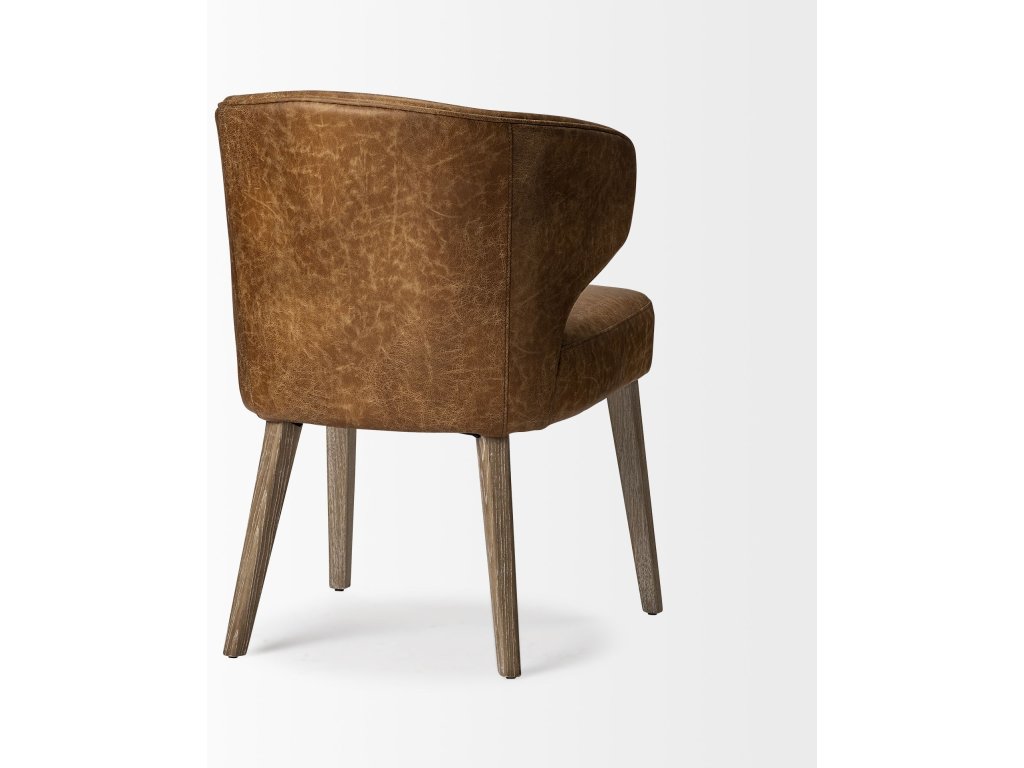 22.5L x 24.0W x 32.0H Brown Faux Leather Seat w/Brown Wooden Legs Wingback Dining Chair - image 5