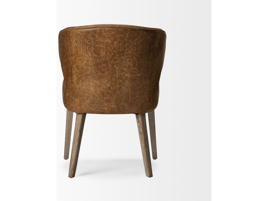 22.5L x 24.0W x 32.0H Brown Faux Leather Seat w/Brown Wooden Legs Wingback Dining Chair - image 4