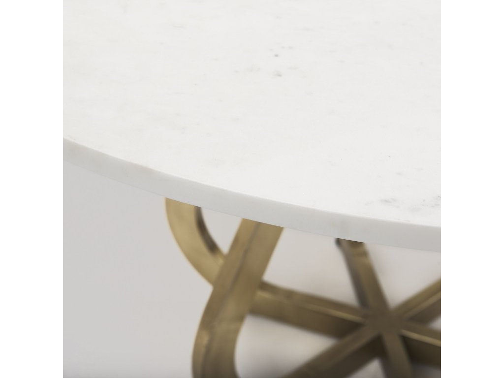 48" Marble Top Gold Metal Base Dining Table - image 6