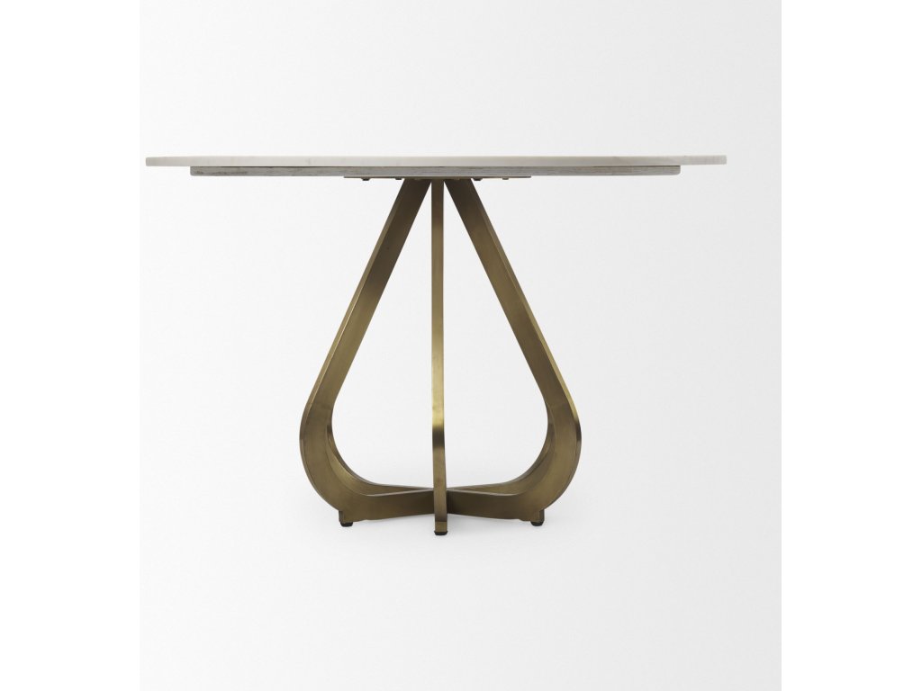 48" Marble Top Gold Metal Base Dining Table - image 5