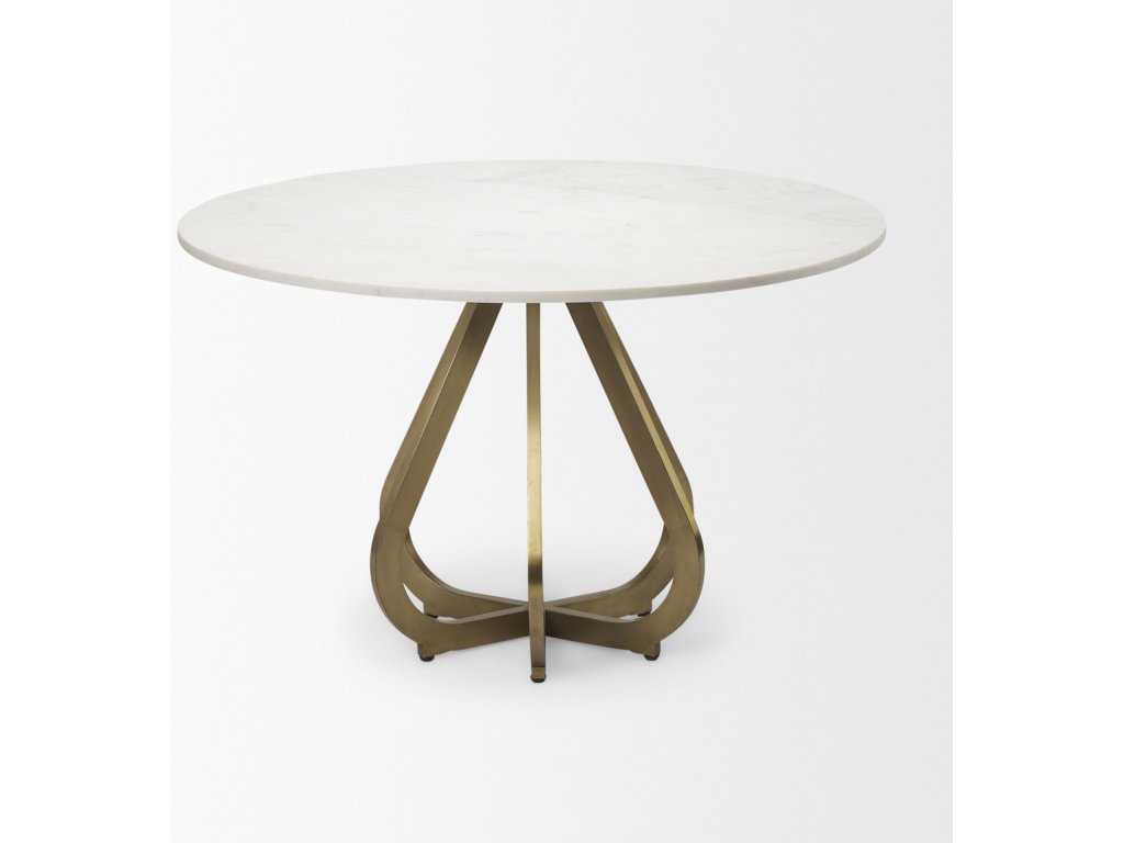 48" Marble Top Gold Metal Base Dining Table - image 4