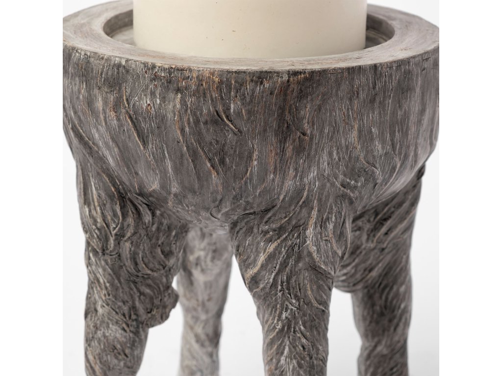 Large Gray Ceramic Hoofed Table Candle Holder - image 2