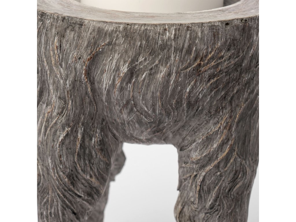 Small Gray Ceramic Hoofed Table Candle Holder - image 3