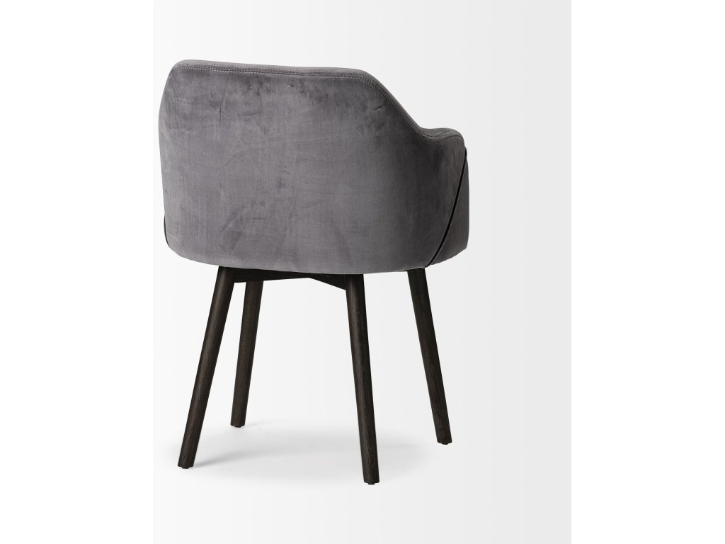 II Grey Velvet Wrap Black Wooden Base Dining Chair - image 8