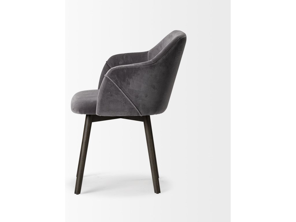 II Grey Velvet Wrap Black Wooden Base Dining Chair - image 6