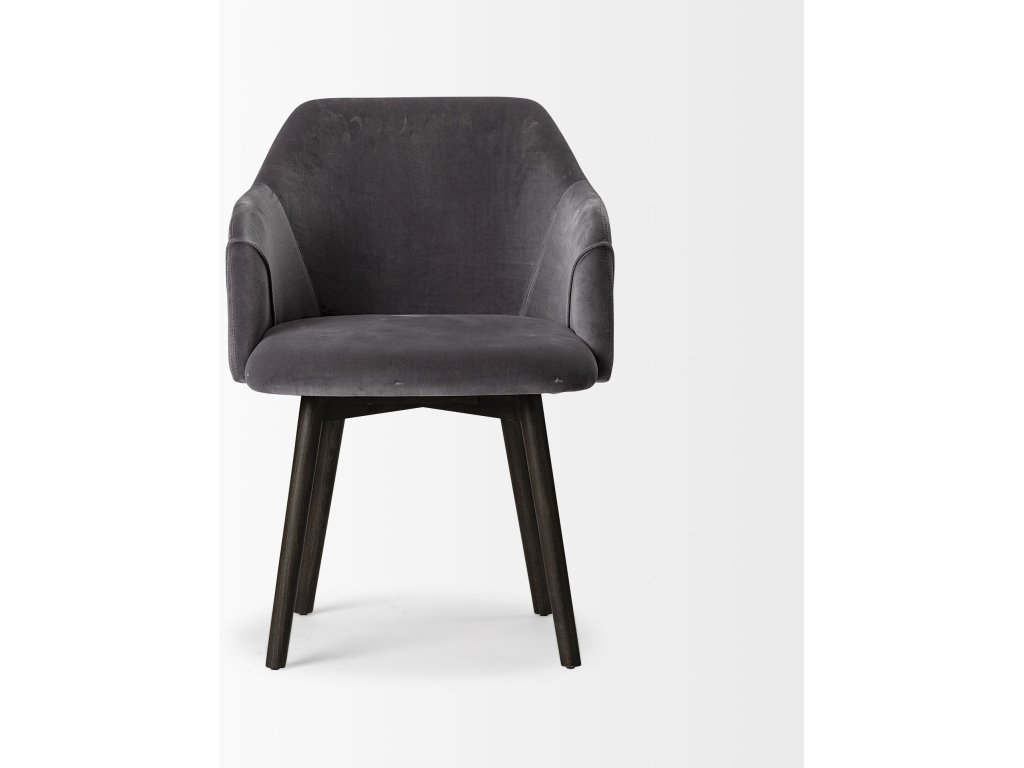 II Grey Velvet Wrap Black Wooden Base Dining Chair - image 5
