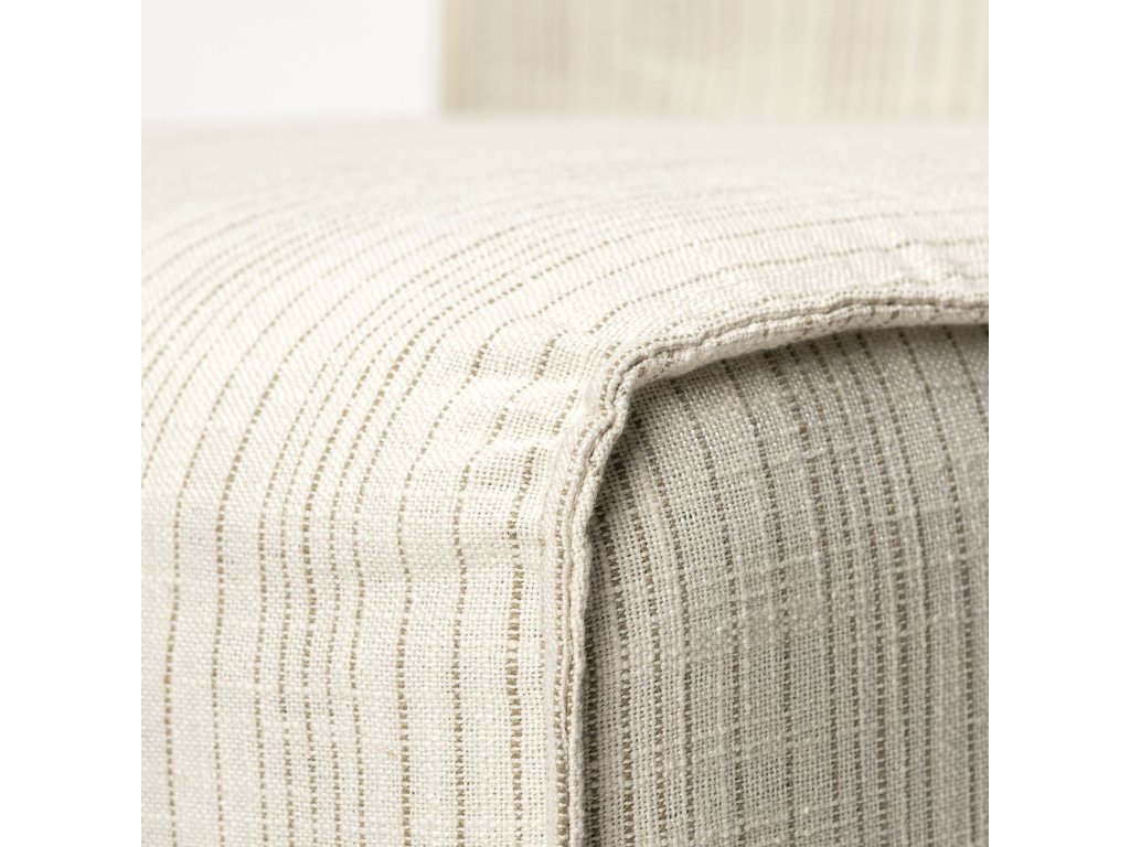 Fully Upholstered Cream-Toned Fabric Dining Chair On Casters - image 5