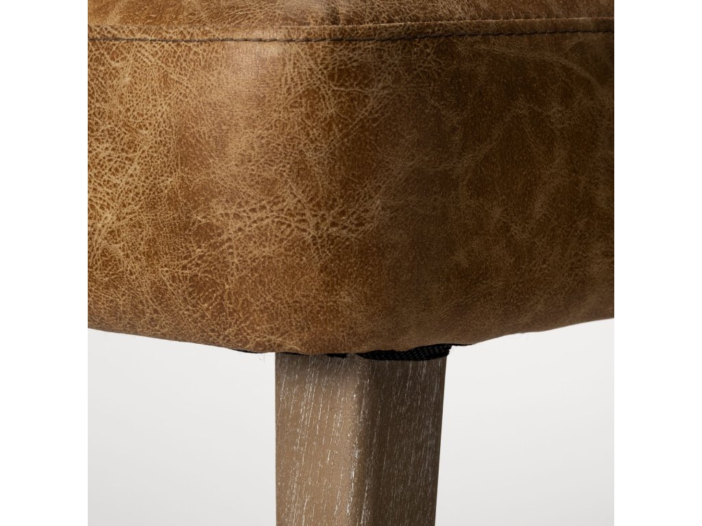 22.5L x 24.0W x 32.0H Brown Faux Leather Seat w/Brown Wooden Legs Wingback Dining Chair - image 7