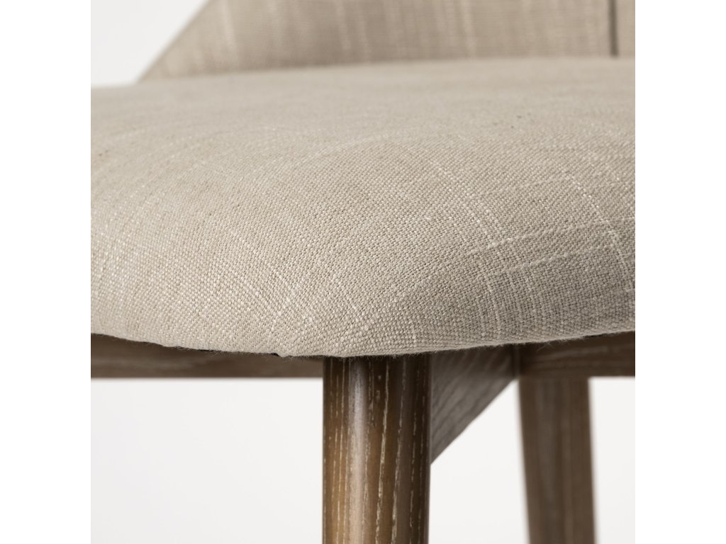 I Cream Fabric Wrap Brown Wooden Base Dining Chair - image 7