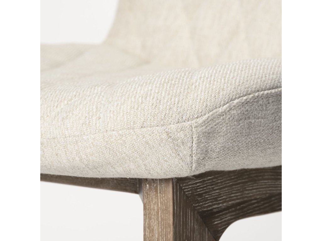 Diamond Tuffed Cream Fabric Wrap Brown Wood Base Dining Chair - image 6