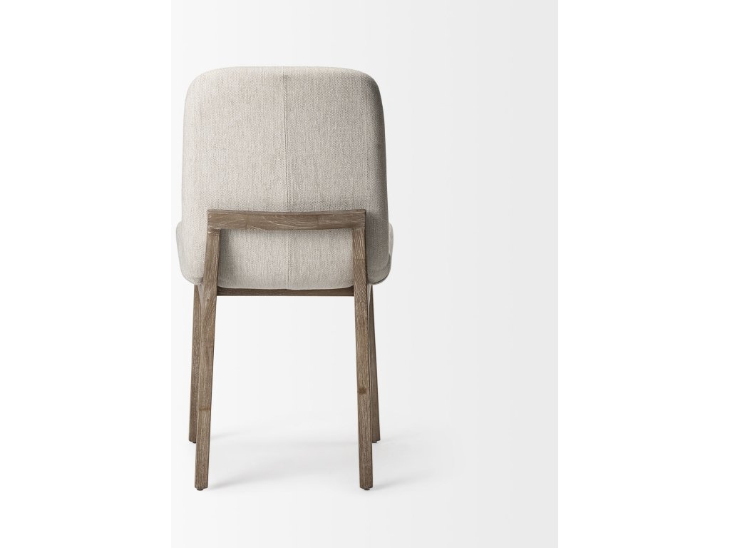 Diamond Tuffed Cream Fabric Wrap Brown Wood Base Dining Chair - image 4