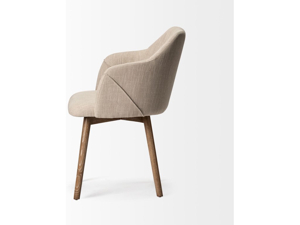 II Cream Fabric Wrap Brown Wooden Base Dining Chair - image 2