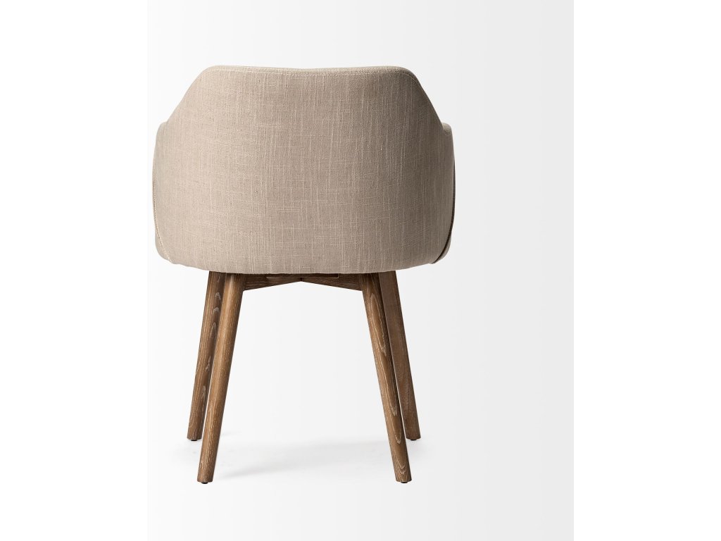 II Cream Fabric Wrap Brown Wooden Base Dining Chair - image 3