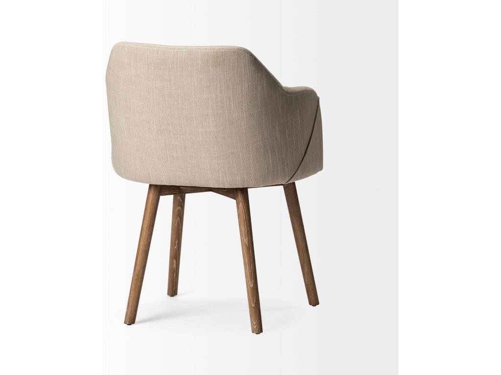 II Cream Fabric Wrap Brown Wooden Base Dining Chair - image 4
