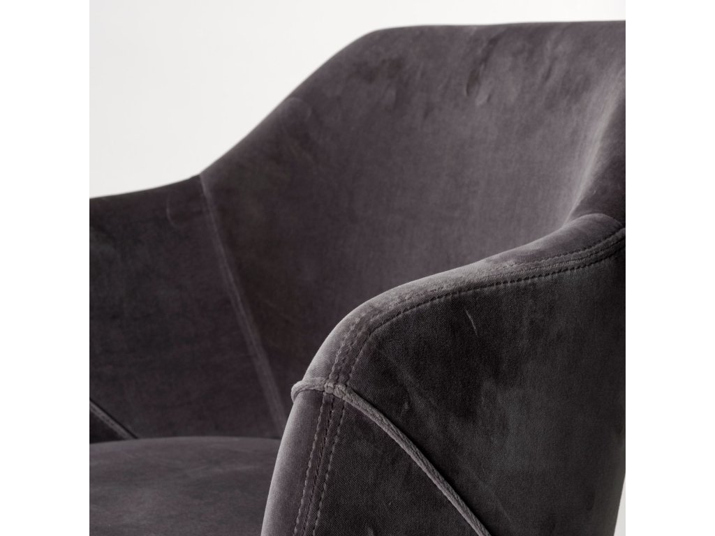 II Grey Velvet Wrap Black Wooden Base Dining Chair - image 9