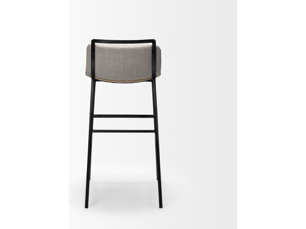 33.5" Total Height Beige Upholstered Seat Gray Metal Frame Counter Stool - image 4