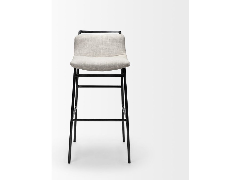 33.5" Total Height Beige Upholstered Seat Gray Metal Frame Counter Stool - image 2