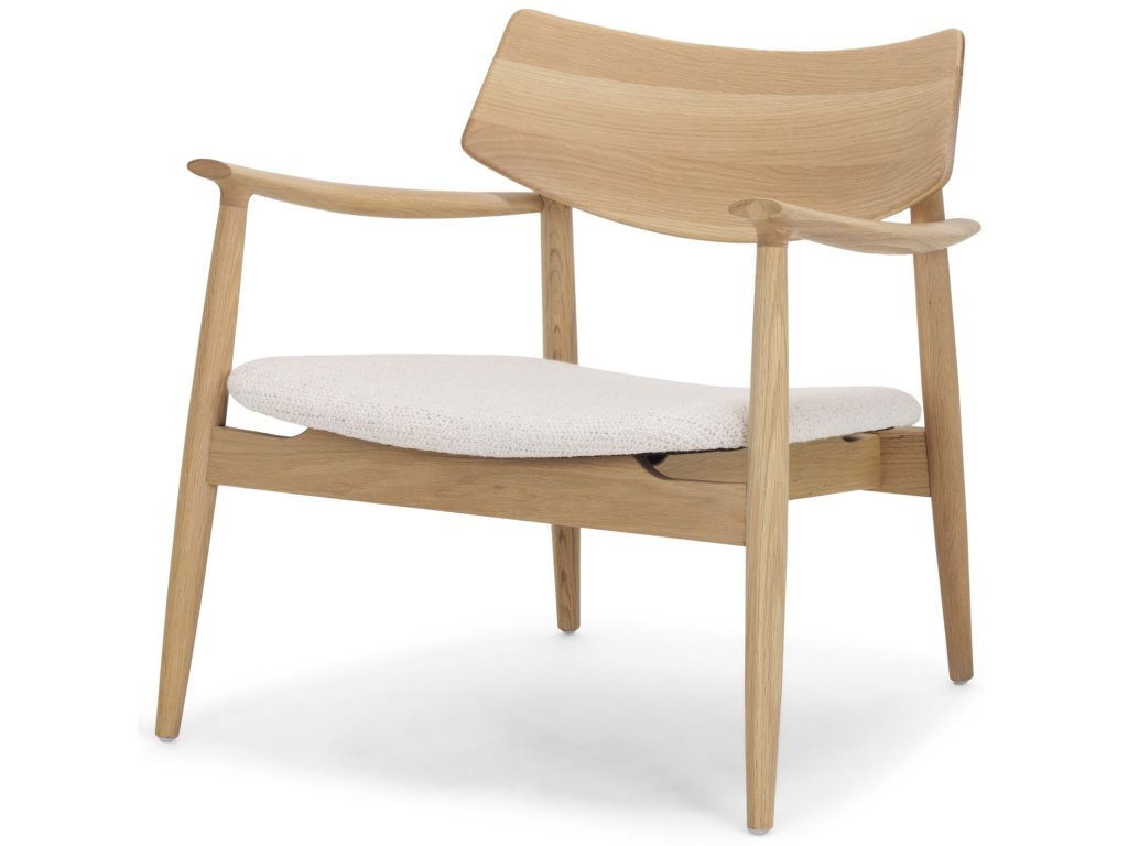 Light Brown Oak Wood w/ Cream Fabric Accent Chair - main image