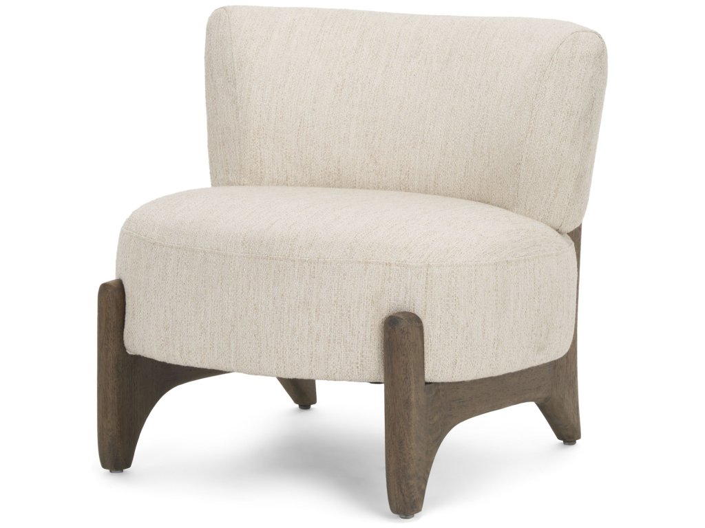 Dark Brown Wood w/ Cream Fabric Accent Chair - main image