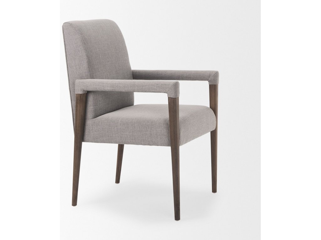 Grey Fabric Wrap Brown Wooden Frame Dining Chair - image 8