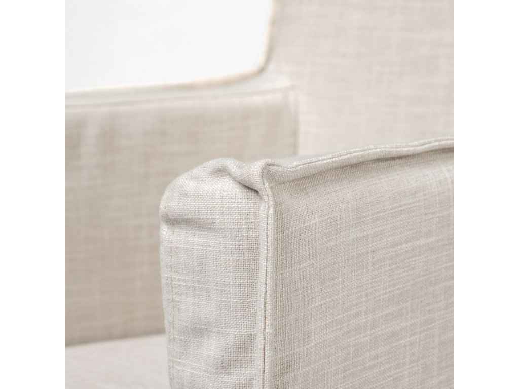 II Cream Fabric Slip-Cover Brown Wood Frame Dining Chair - image 6