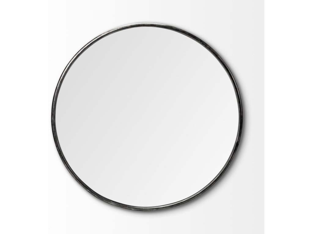 47.2L x 1.0W x 47.2H Large Black Metal Round Wall Mirror - image 4