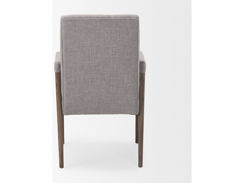 Grey Fabric Wrap Brown Wooden Frame Dining Chair - image 6
