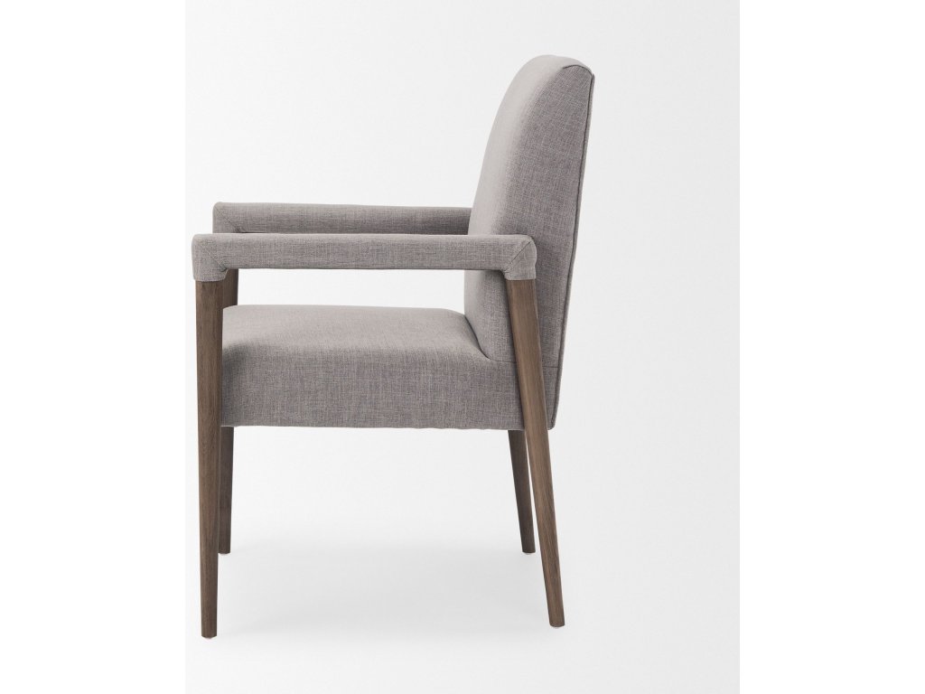 Grey Fabric Wrap Brown Wooden Frame Dining Chair - image 5