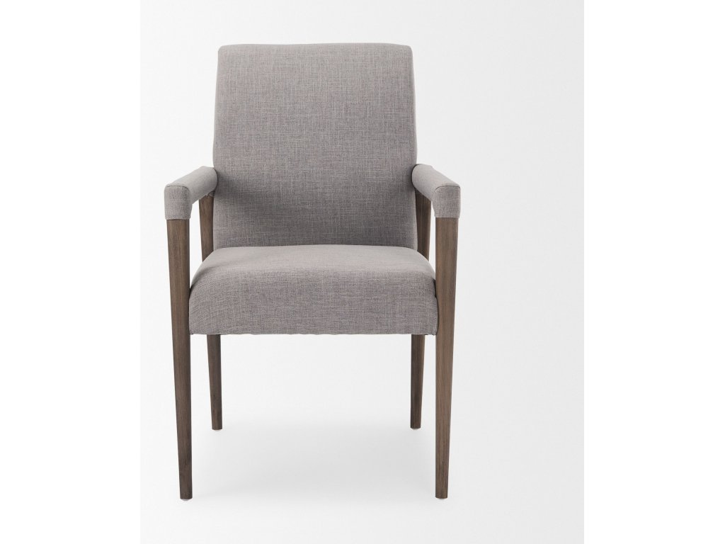 Grey Fabric Wrap Brown Wooden Frame Dining Chair - image 4