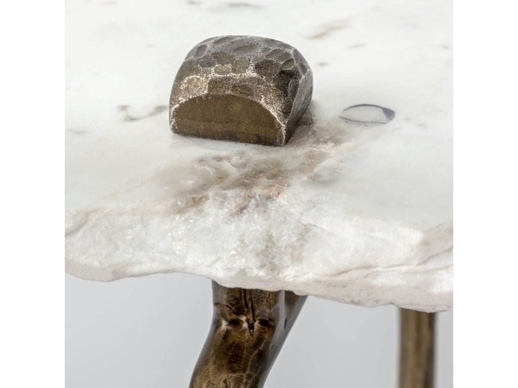 III 49L x 17W White Marble Top Gold-Toned Iron Base Console Table - image 4