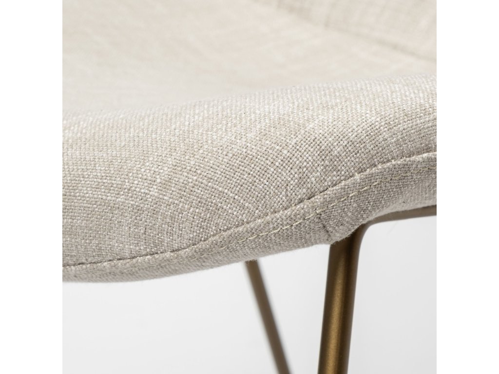 II Beige Fabric Wrap Gold Metal Frame Dining Chair - image 8
