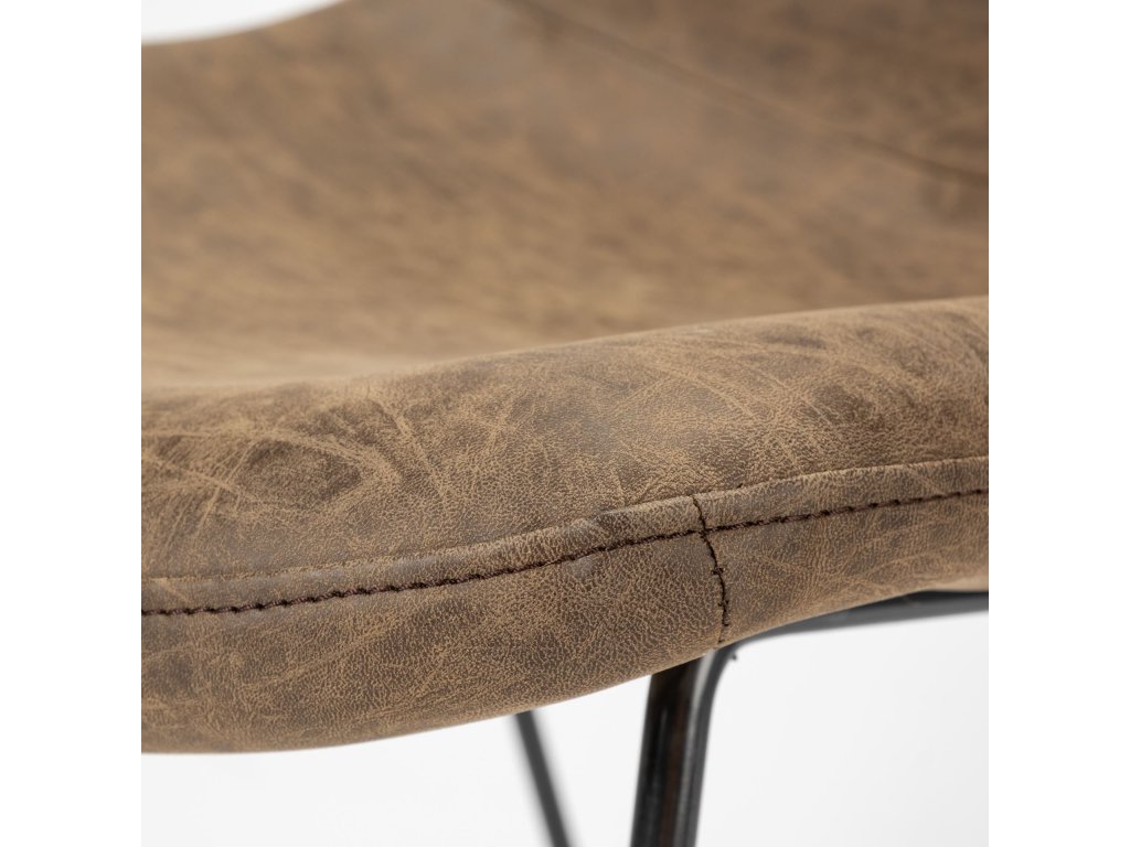 I Brown Faux-Leather Seat Blackiron Frame Dining Chair - image 5