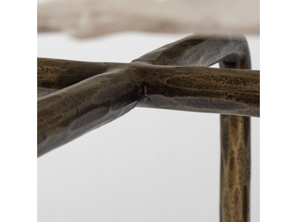 III 49L x 17W White Marble Top Gold-Toned Iron Base Console Table - image 6
