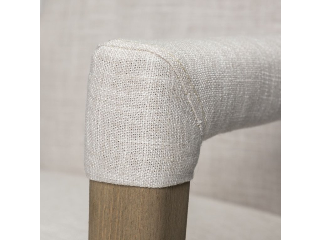 Cream Fabric Wrap Brown Wood Frame Dining Chair - image 6