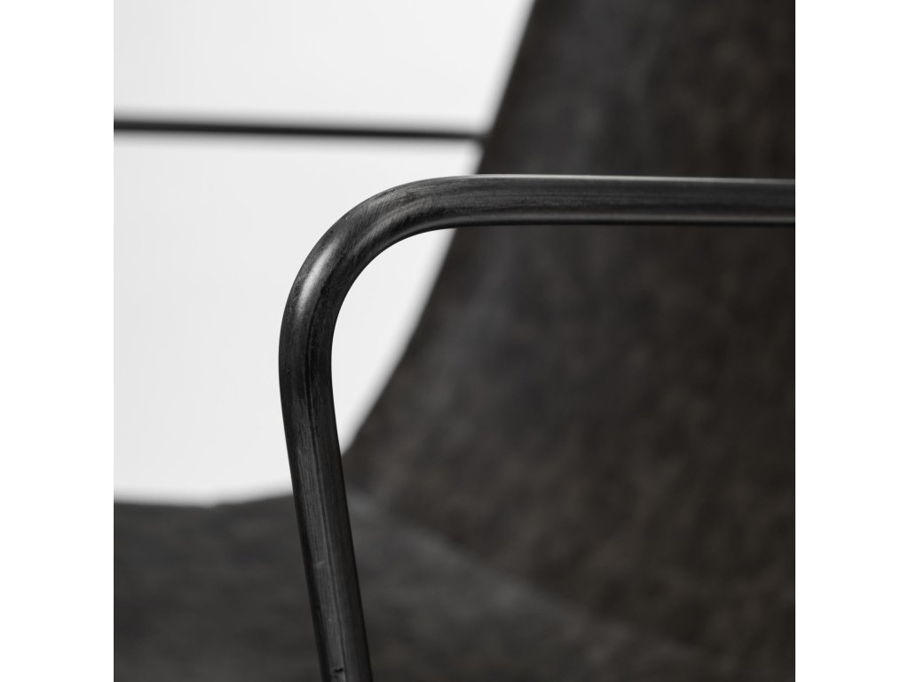 II Black Faux-Leather Seat Black Iron Frame Dining Chair - image 5