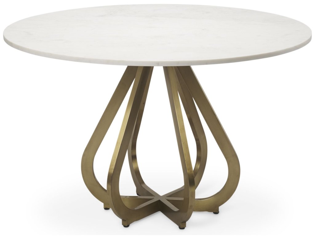 48" Marble Top Gold Metal Base Dining Table - main image